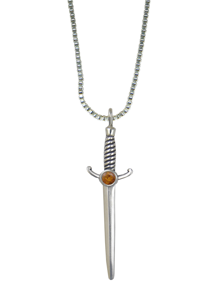 Sterling Silver Athena's Sword Pendant With Amber